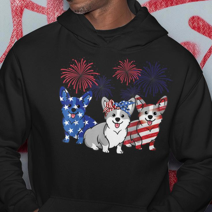 4Th Of July American Flag Corgi Patriotic Dog Mens Womens Hoodie Unique Gifts