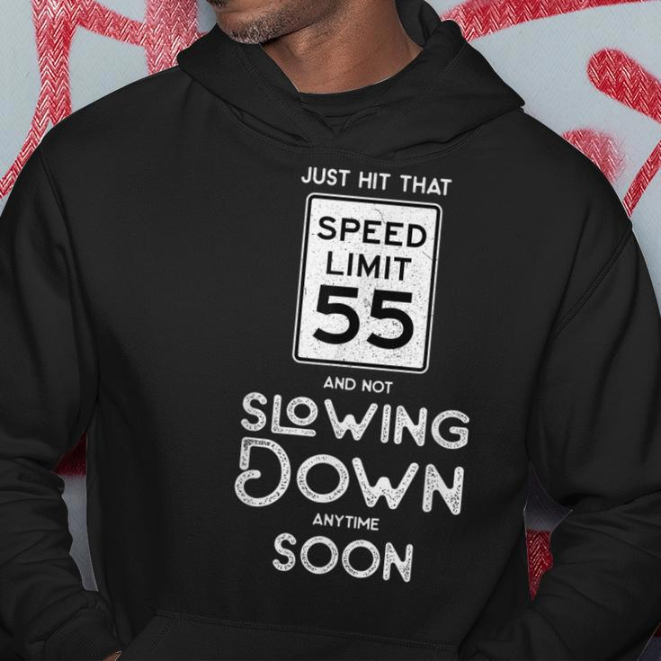 55Th Birthday Idea Speed Limit Sign 55 Mph Funny Driving Hoodie Unique Gifts