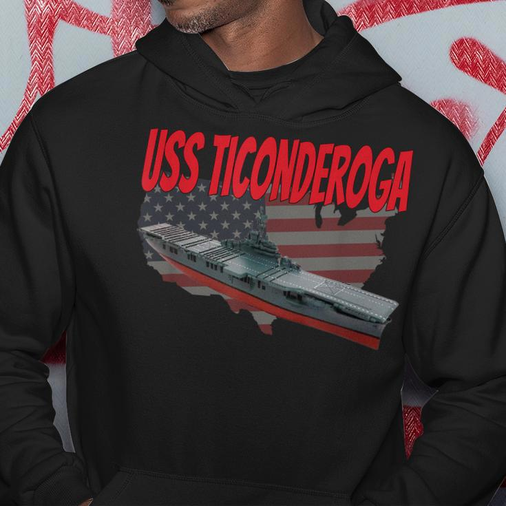 Aircraft Carrier Uss Ticonderoga Cv-14 Grandpa Dad Son Hoodie Funny Gifts