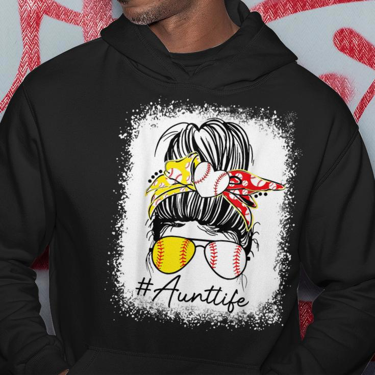 Aunt Life Softball Baseball Mothers Day Messy Bun Hoodie Unique Gifts
