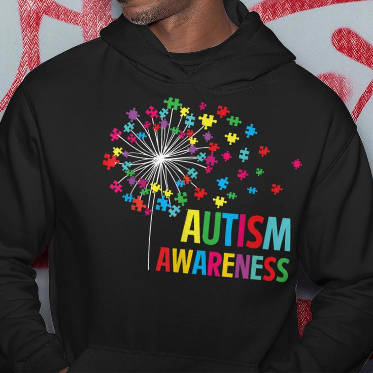 Autism Awareness Dandelion Puzzle Piece Dad Mom Autistic Hoodie Unique Gifts