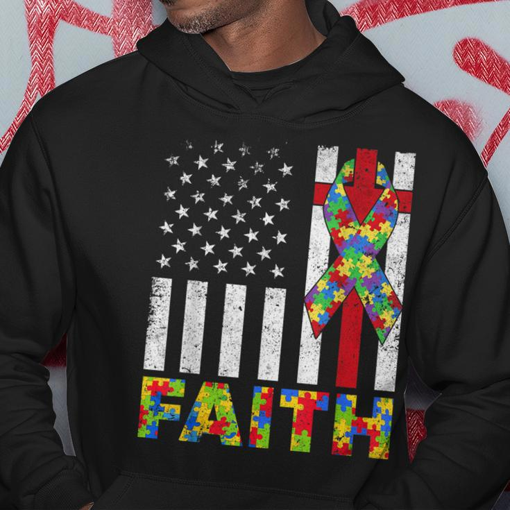Autism Awareness Faith Cross Autistic Usa Flag For Dad Mens Hoodie Unique Gifts