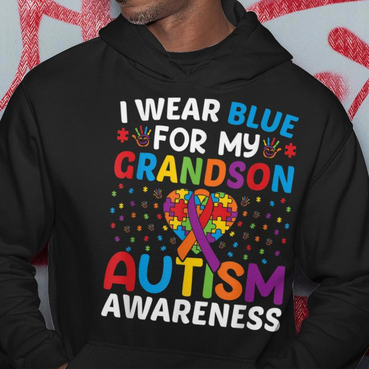 Autism Awareness Grandma Grandpa I Wear Blue For My Grandson Hoodie Unique Gifts