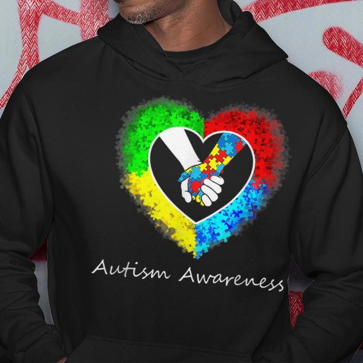 Autism Awareness Hands In Heart Puzzle Pieces Hoodie Funny Gifts
