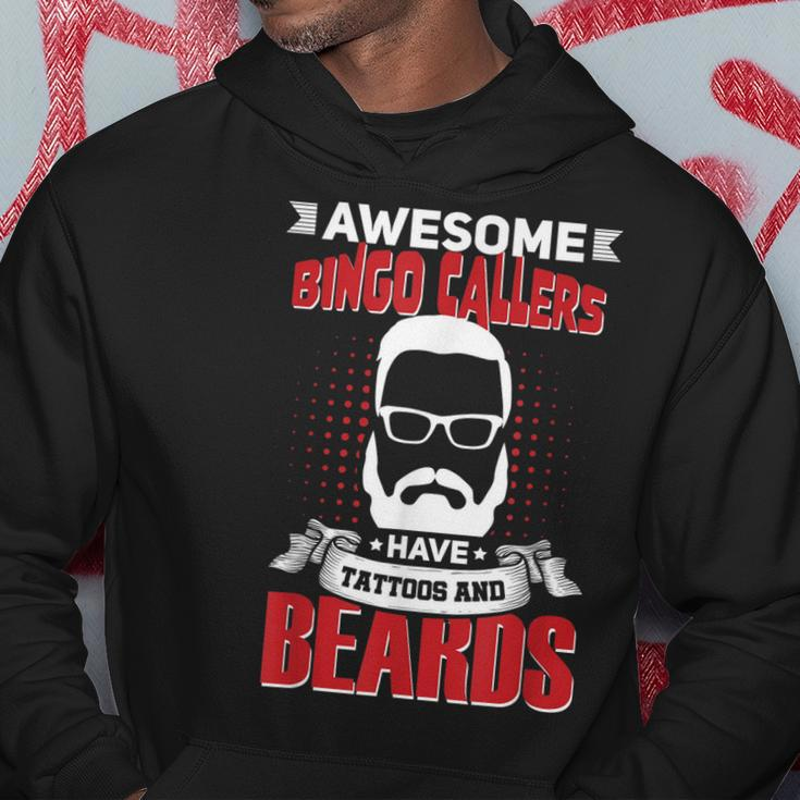 Awesome Bingo Callers Job Coworker Tattoo Beard Men Hoodie Graphic Print Hooded Sweatshirt Personalized Gifts