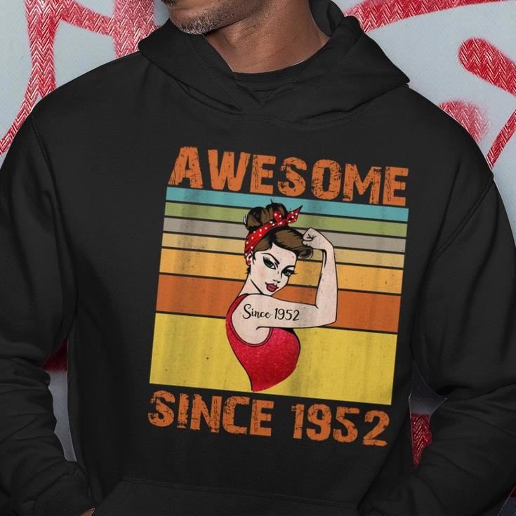 Awesome Since 1952 70Th Birthday Messy Bun Hoodie Unique Gifts