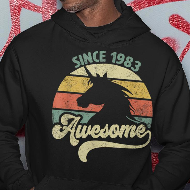 Awesome Since 1983 Retro Unicorn Birthday Gift Vintage Hoodie Funny Gifts