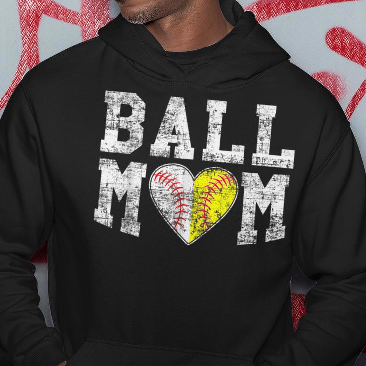 Ball Mom Baseball Softball Heart Sport Lover Funny Hoodie Funny Gifts