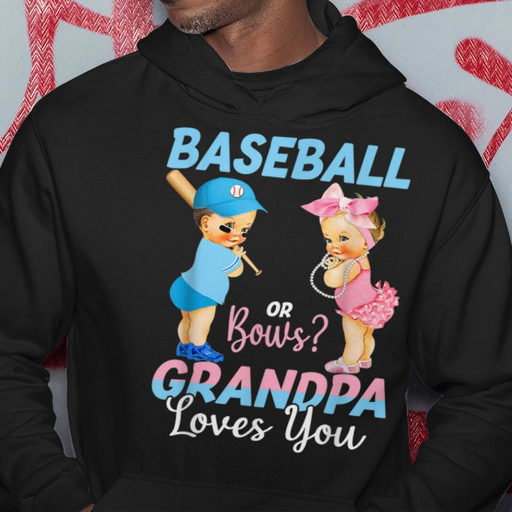 Baseball Or Bows Grandpa Loves You Baby Gender Reveal Hoodie Funny Gifts