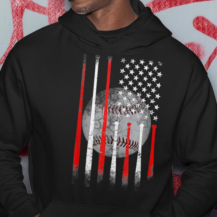 Baseball Usa Flag American Flag Vintage For Dad Fathers Day Hoodie Unique Gifts