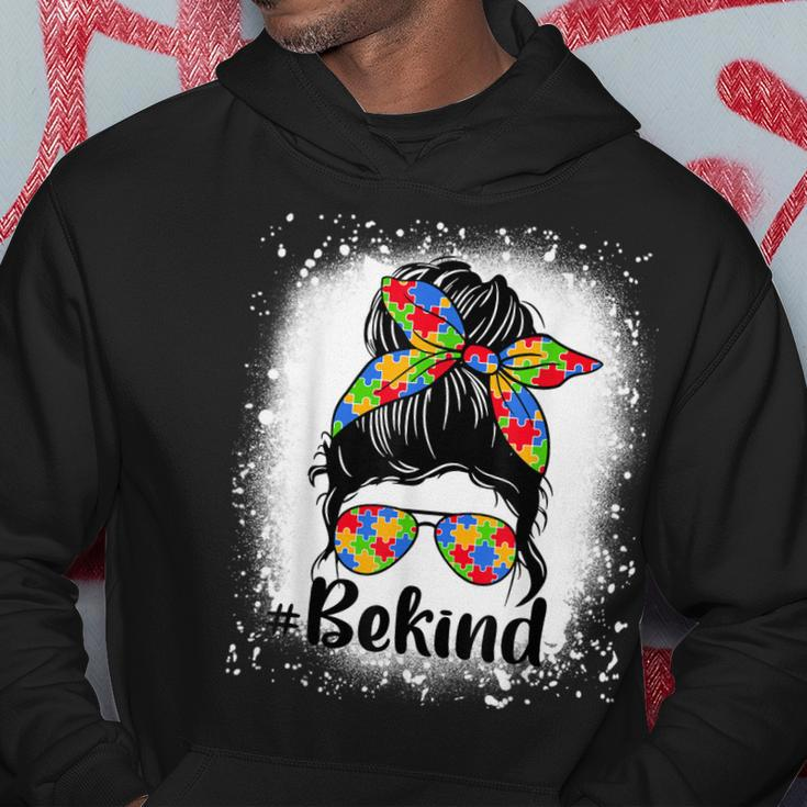 Be Kind Autism Awareness Messy Bun Mom Girl Hoodie Unique Gifts