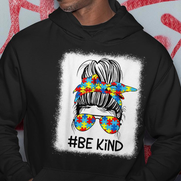 Be Kind Autistic Autism Awareness Acceptance Messy Bun Girl Hoodie Unique Gifts