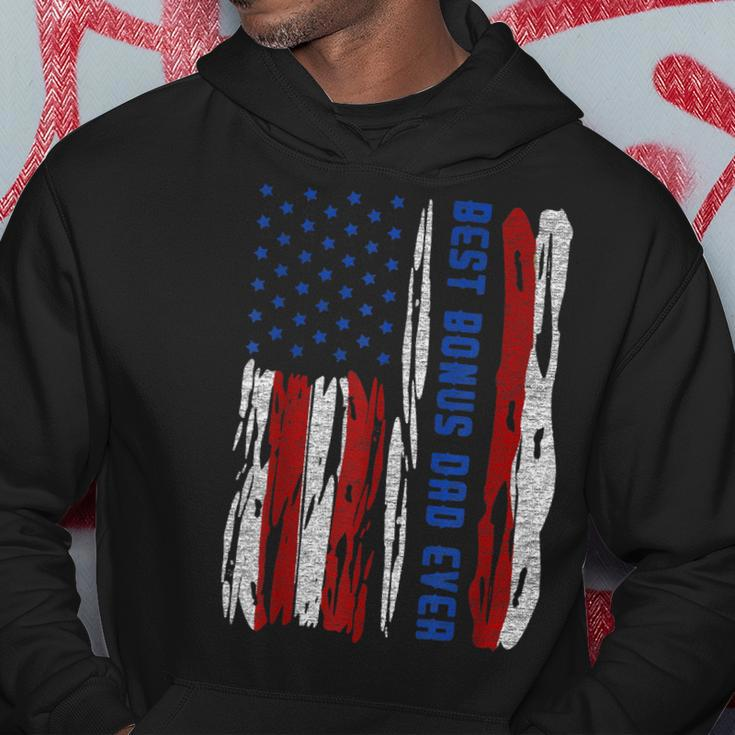 Best Bonus Dad Ever Us Flag Step Father Fathers Day Gift Gift For Mens Hoodie Unique Gifts