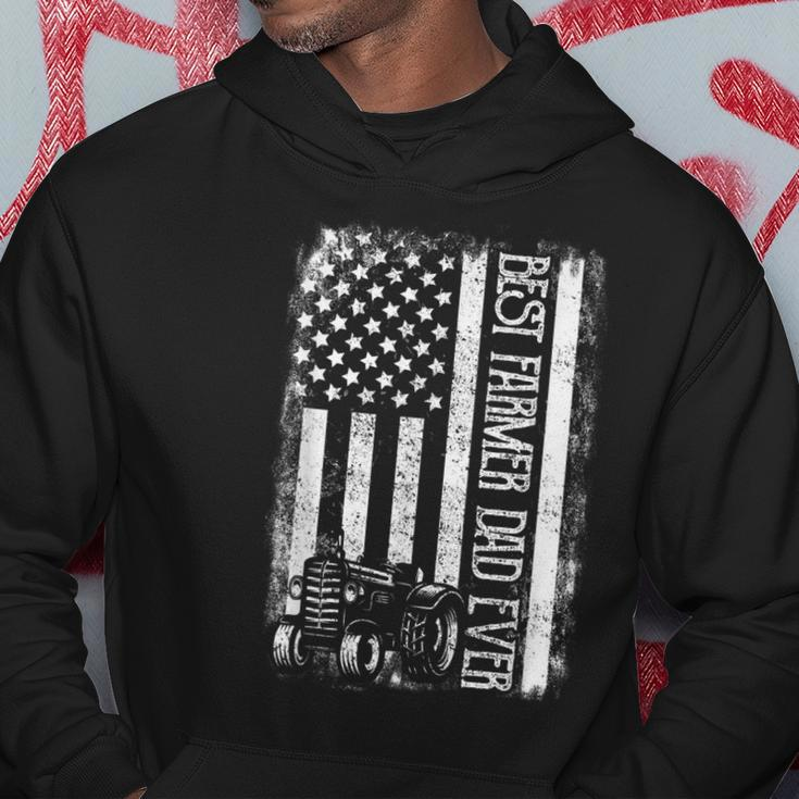 Best Farmer Dad Ever With Us American Flag Fathers Day Hoodie Funny Gifts