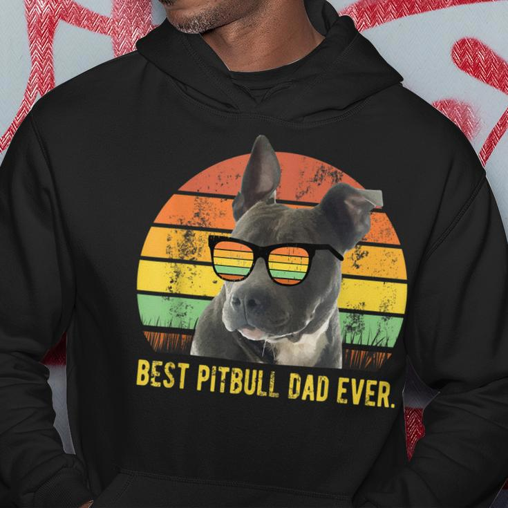 Best Pitbull Dad Ever Cute Funny Retro Sunset Daddy Gift Hoodie Unique Gifts