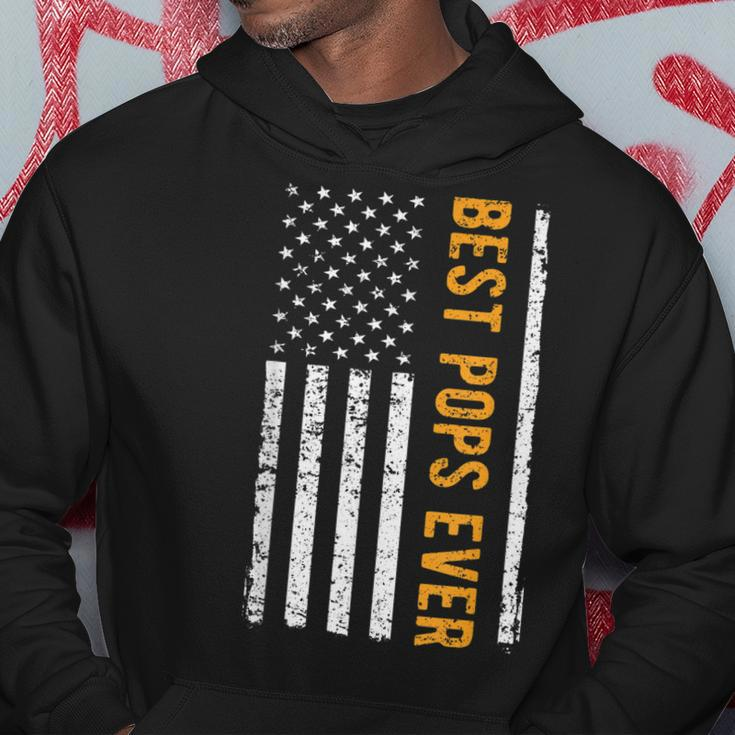 Best Pops Ever Us American Flag Vintage Papa Dad Father Gift Gift For Mens Hoodie Unique Gifts