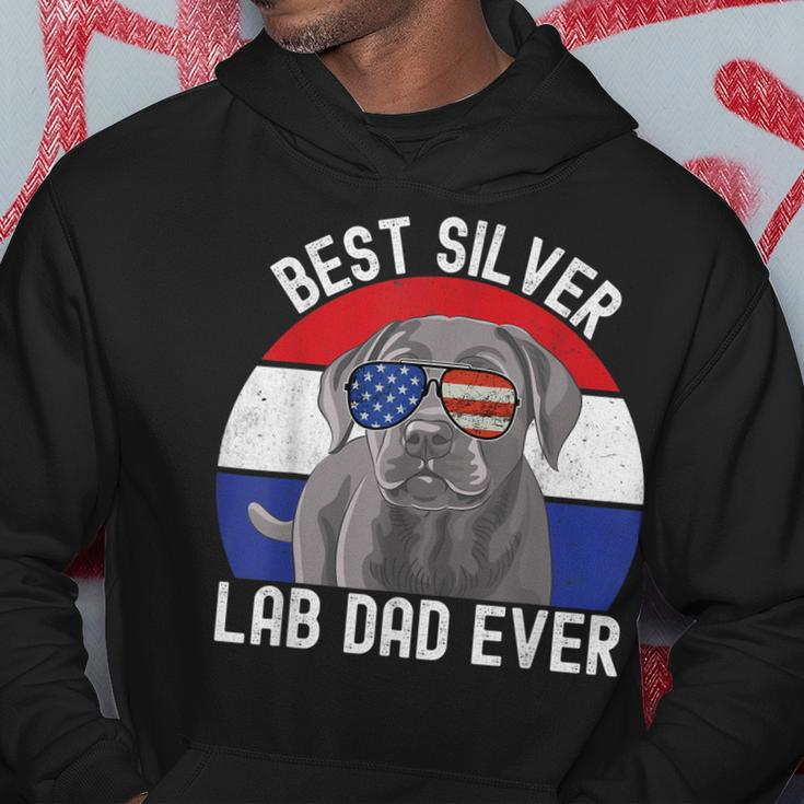Best Silver Lab Dad Ever Vintage Patriotic American Flag V2 Hoodie Funny Gifts