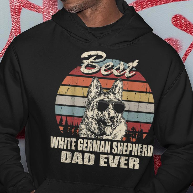 Best White German Shepherd Dad Ever Vintage Retro Dog Dad V2 Hoodie Funny Gifts