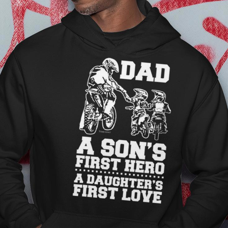 Bicer Dad Hero First Love Dirt Bike Rider Motocross Gift Hoodie Funny Gifts
