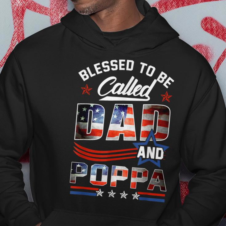 Blessed To Be Called Dad And Poppa Fathers Day America Flag Gift For Mens Hoodie Unique Gifts