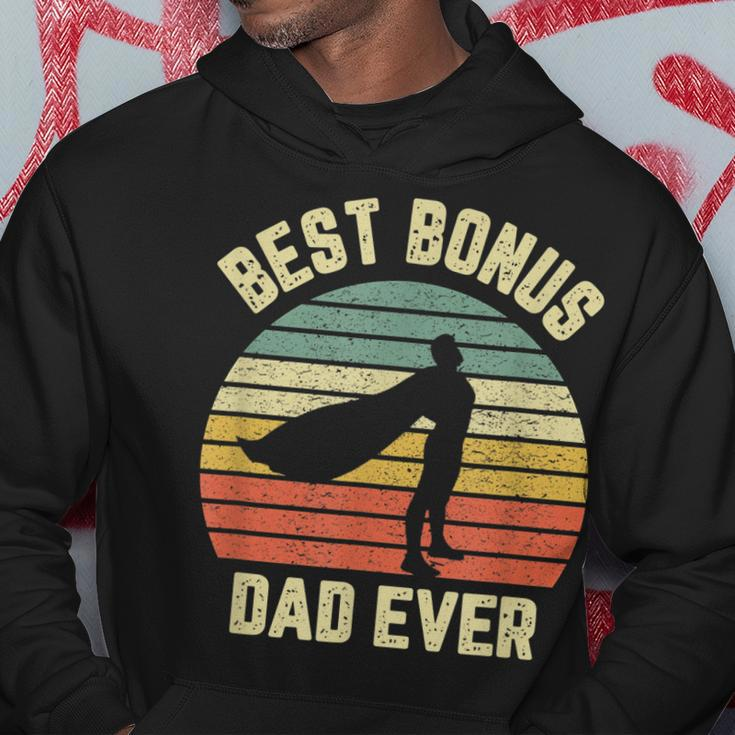 Bonus Dad Gift Cool Retro Hero Best Bonus Dad Ever Gift For Mens Hoodie Unique Gifts