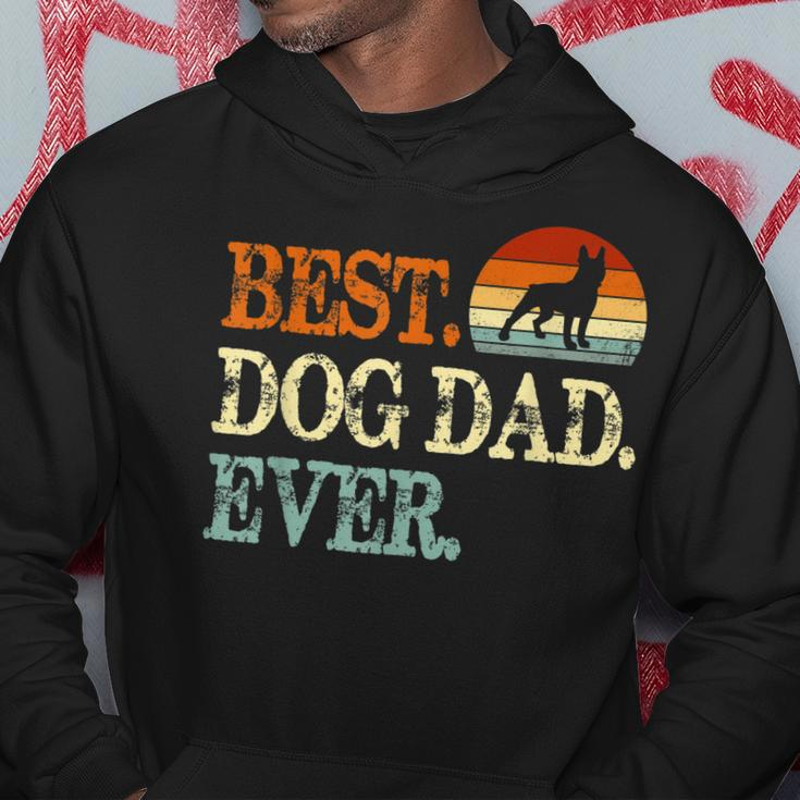 Boston Terrier Best Dog Dad Ever Retro Vintage Hoodie Unique Gifts