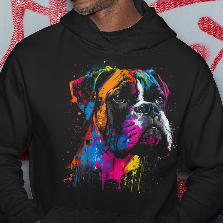 Boxer Dog Painting Watercolor Paint Colorful Mom Dad Hoodie Unique Gifts