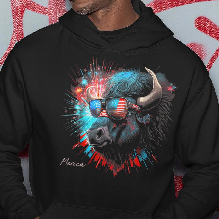 Buffalo Bison Merica 4Th Of July American Flag Usa America Hoodie Unique Gifts