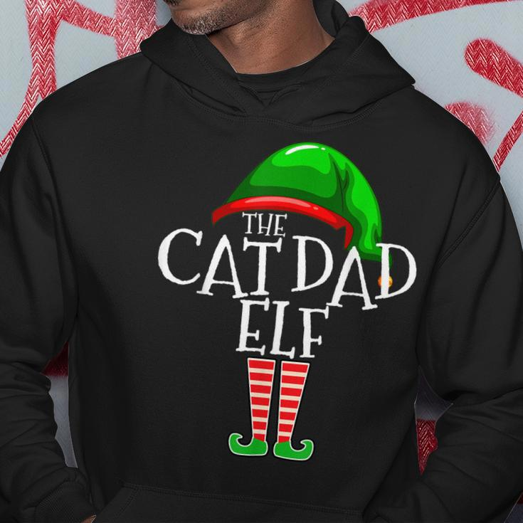 Cat Dad Elf Group Matching Family Christmas Gift Daddy Men Men Hoodie Graphic Print Hooded Sweatshirt Funny Gifts