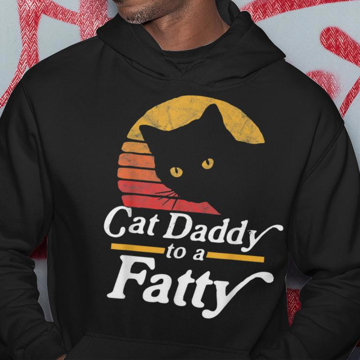 Cat Daddy To A Fatty Funny Vintage 80S Sunset Fat Chonk Dad Hoodie Funny Gifts