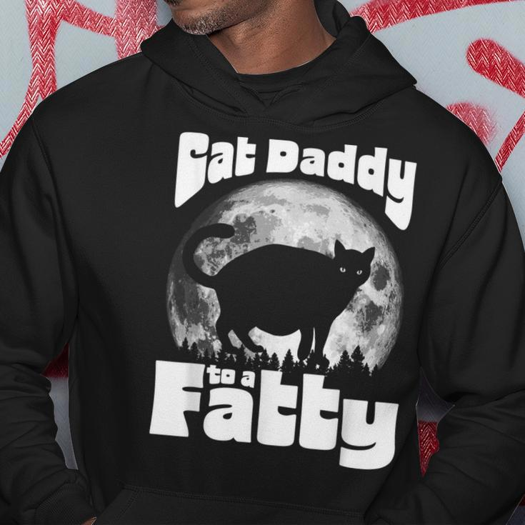 Cat Daddy To A Fatty Funny Vintage Full Moon & Chonk Dad Hoodie Funny Gifts