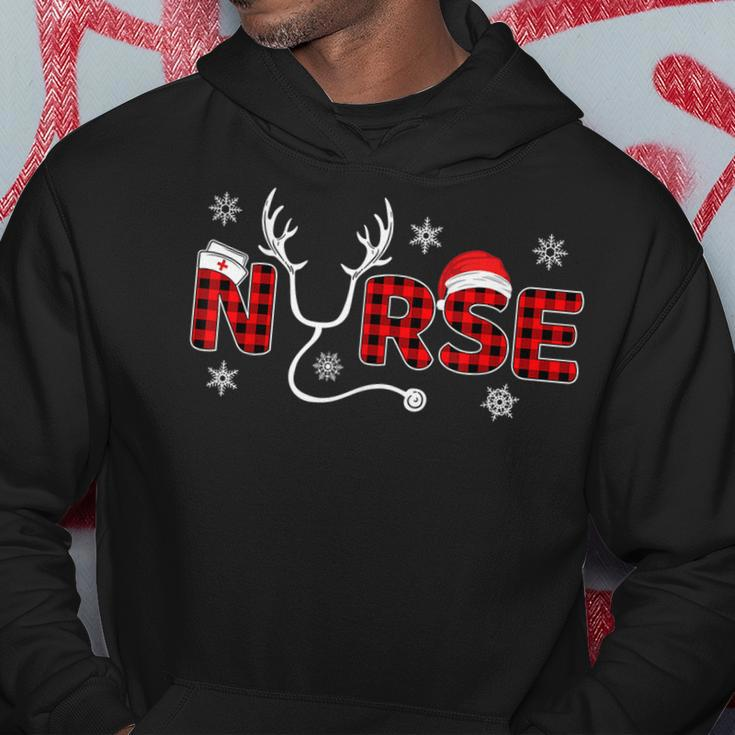 Christmas Nurse Buffalo Plaid Christmas Nursing Healthcare V3 Men Hoodie Graphic Print Hooded Sweatshirt Funny Gifts