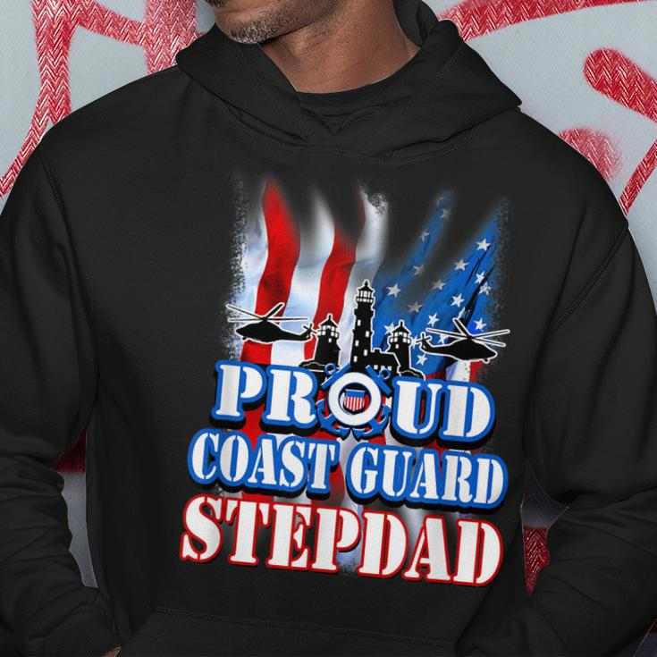 Coast Guard Stepdad Usa Flag Military Fathers Day Hoodie Funny Gifts