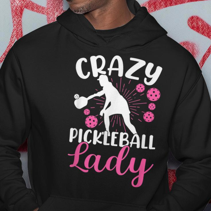 Crazy Pickleball Lady Funny Pink Sweater Gift Hoodie Unique Gifts
