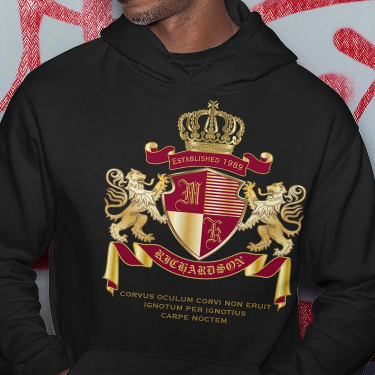 Create Your Own Coat Of Arms Red Gold Lion Emblem Hoodie Funny Gifts