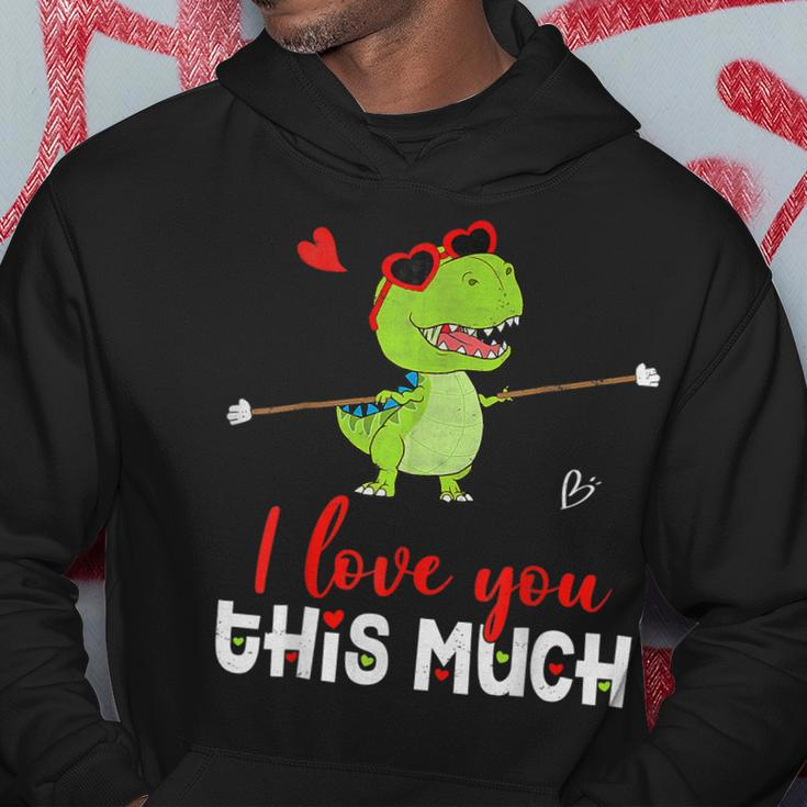 Cute Dinosaur I Love You This Much Valentines Day Trex Hoodie Funny Gifts