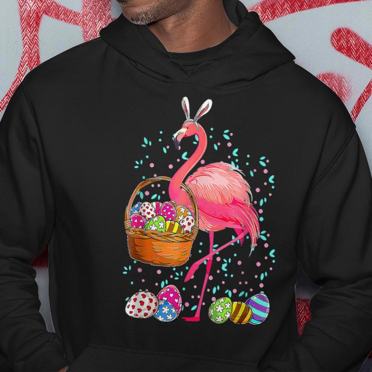 Cute Flamingo Bunny Eggs Happy Easter Egg Basket Hunting Hoodie Unique Gifts