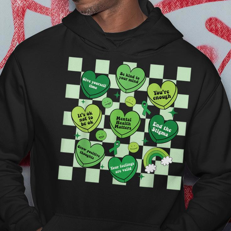 Cute Heart Green Ribbon Mental Health Matters Awareness Hoodie Unique Gifts