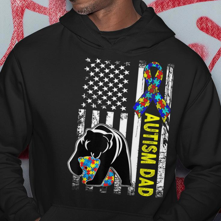 Dad Autism Awareness American Flag Autism Dad Daddy Hoodie Unique Gifts