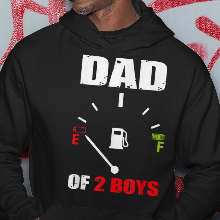Dad Of 2 Boys Vintage Dad Battery Low Fathers Day Hoodie Funny Gifts