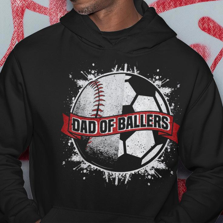 Dad Of Both Baseball Soccer Dad Of Ballers Gift For Mens Hoodie Unique Gifts
