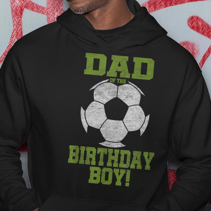 Dad Of The Birthday Boy Soccer Lover Vintage Retro Hoodie Funny Gifts