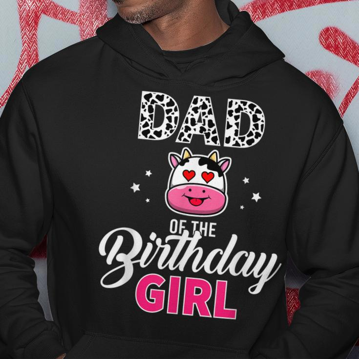 Dad Of The Birthday For Girl Cow Farm Birthday Hoodie Unique Gifts
