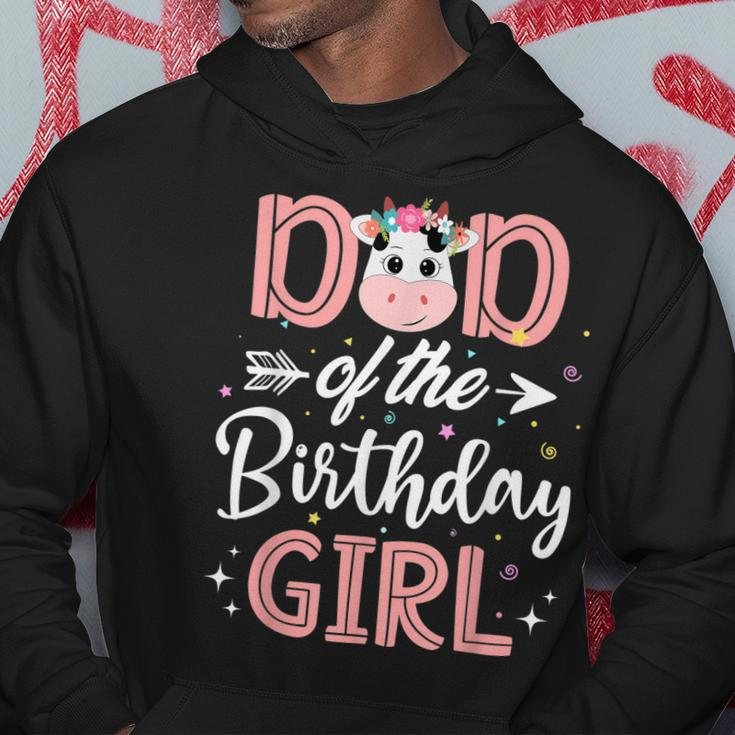 Dad Of The Birthday Girl Cow Farm Birthday Party Daddy Papa Hoodie Unique Gifts