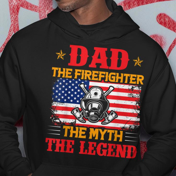Dad The Firefighter The Myth The Legend American Flag Hoodie Funny Gifts