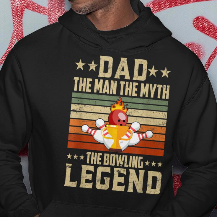 Dad The Man The Myth The Bowling Legend Bowling Game Bowlers Hoodie Funny Gifts