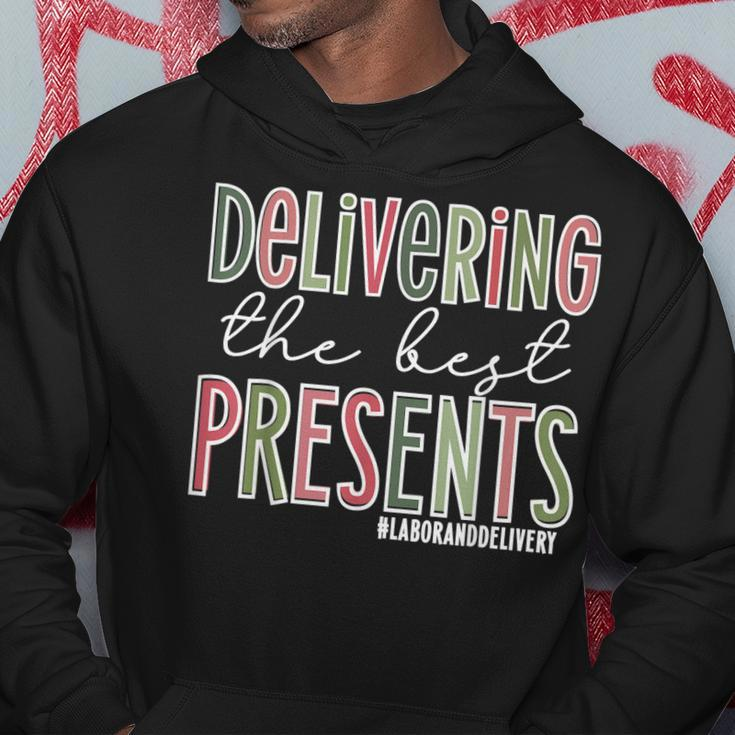 Delivering The Best Presents Labor And Delivery Nurse Xmas Men Hoodie Graphic Print Hooded Sweatshirt Funny Gifts