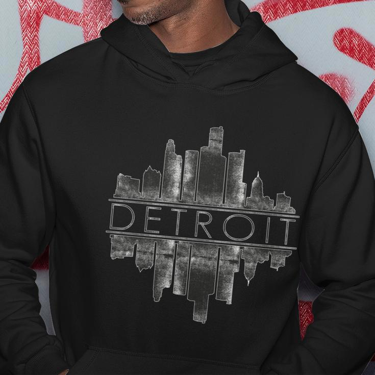 Detroit Mirrored Vintage Skyline Hoodie Personalized Gifts