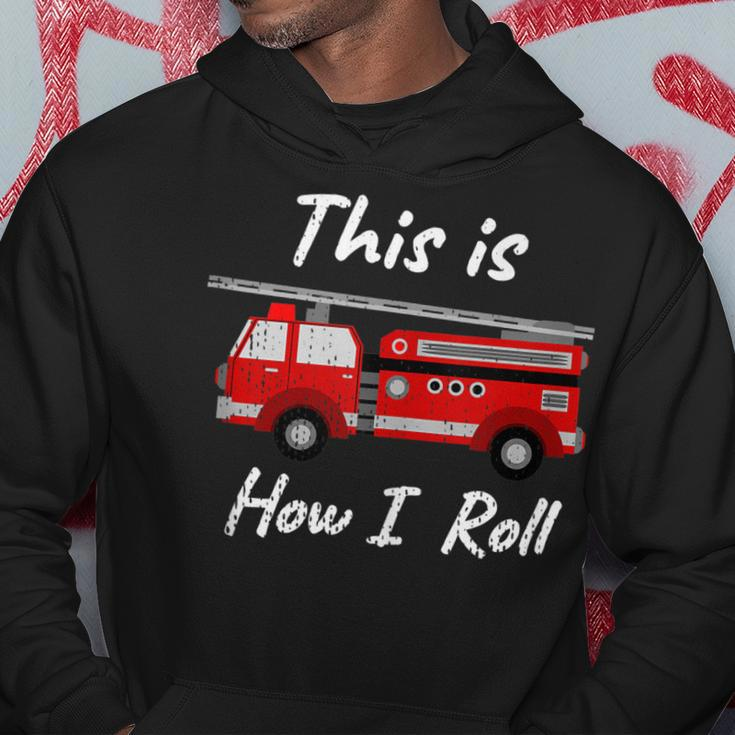 Distressed Fire Fighter How I Roll Truck Hoodie Funny Gifts