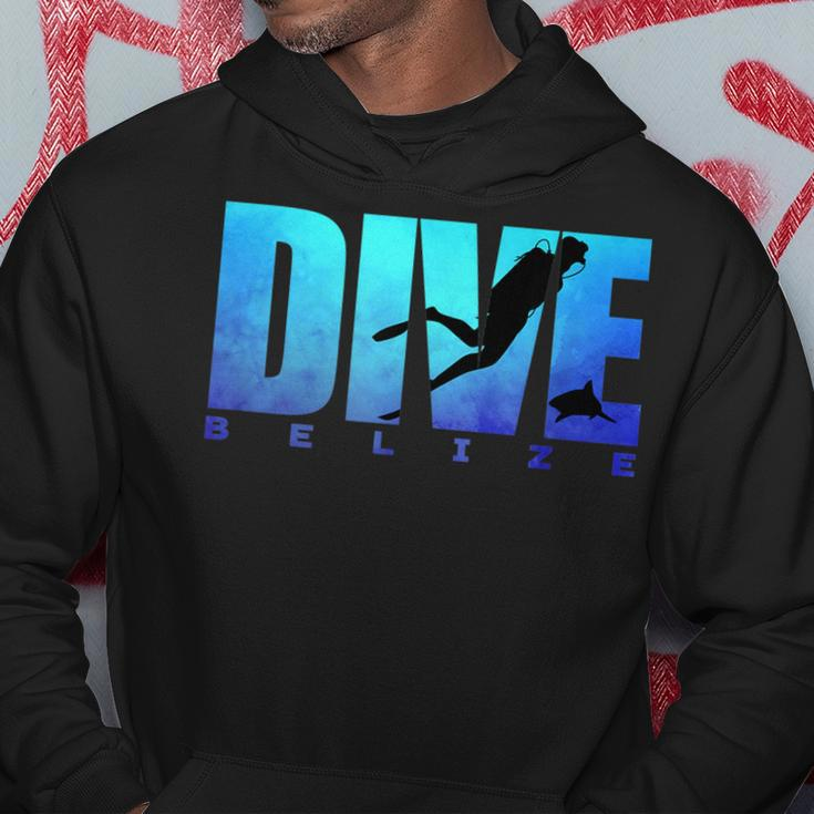 Dive Belize Scuba Diver Shark Diving Snorkeling Caribbean Men Hoodie Graphic Print Hooded Sweatshirt Personalized Gifts